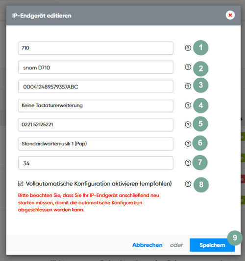 IP-Endgerät bearbeiten