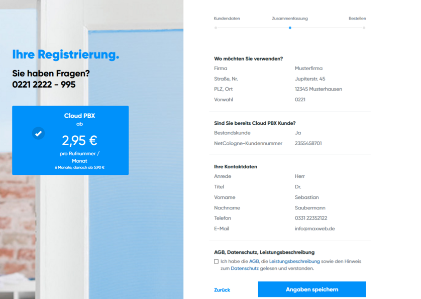 Eingegebene Daten prüfen