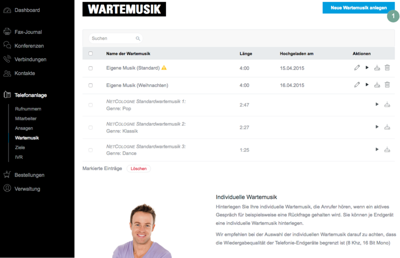 Wartemusik anlegen