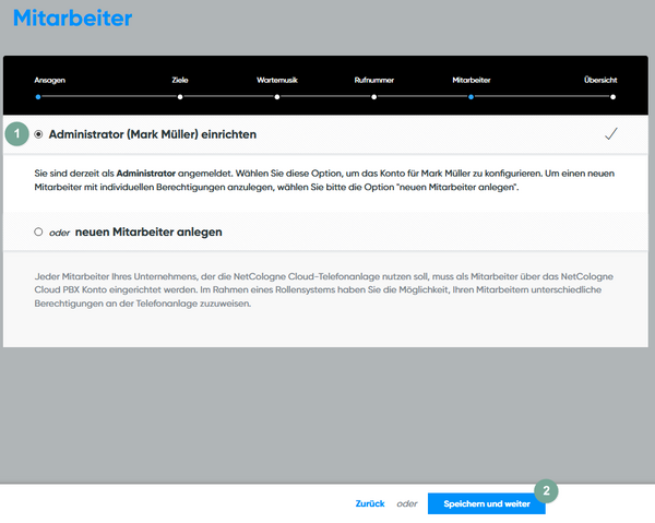Bestehenden Mitarbeiter zuweisen