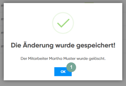 Mitarbeiter-Konto löschen Bestätigung