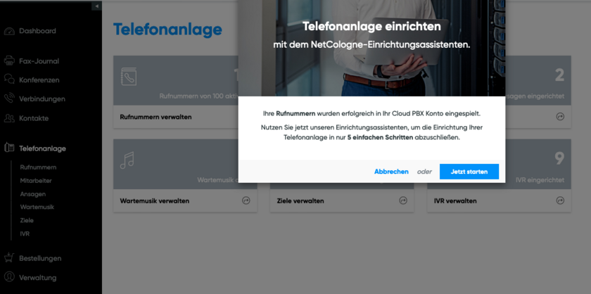 Menü Telefonanlage Übersicht