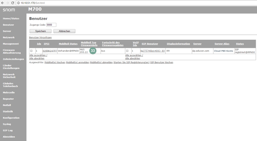 snom M700 Mobilteil einrichten