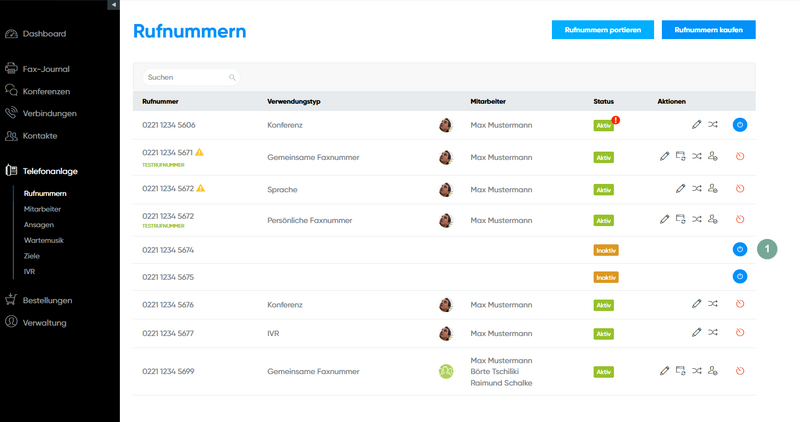 Rufnummer aktivieren