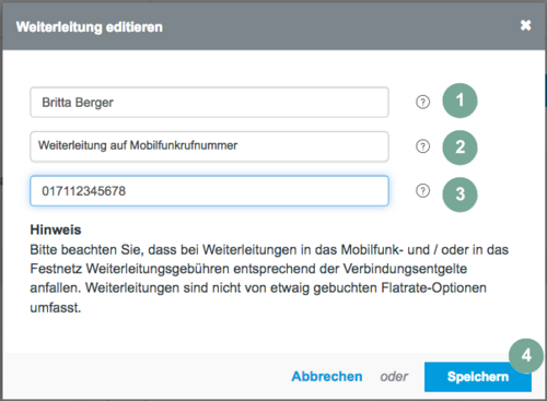 Weiterleitungen bearbeiten