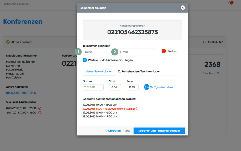 Konferenzen Teilnehmer einladen