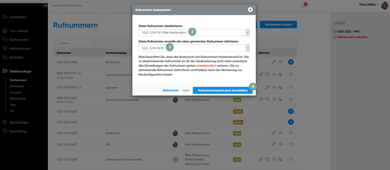 Verwendungstyp der Rufnummer einstellen