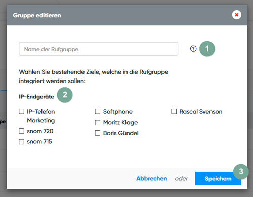 Rufgruppen bearbeiten