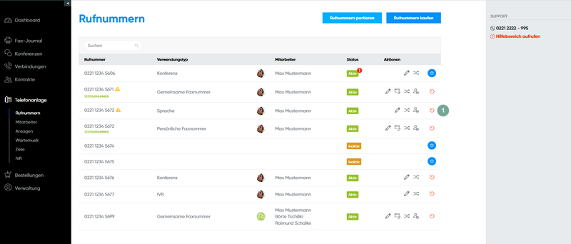 Rufnummer deaktivieren