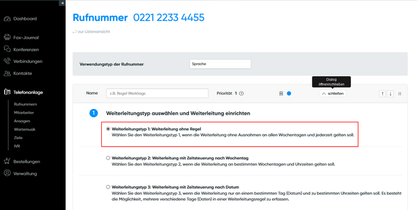 Generelle Anrufweiterleitung