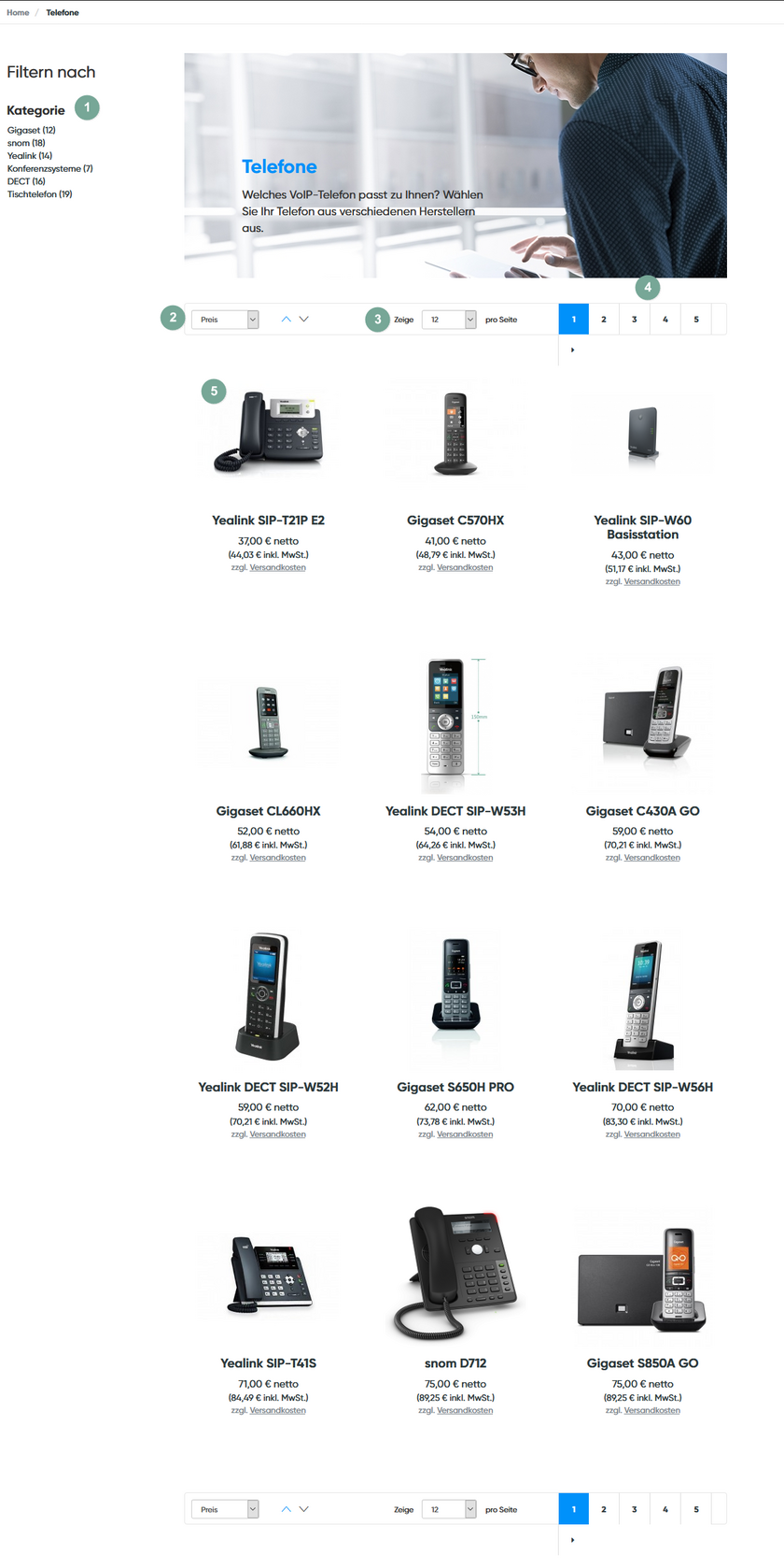 Shop Telefonübersicht