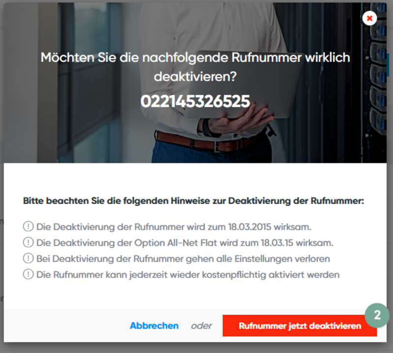 Information zur Rufnummerndeaktivierung