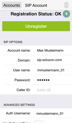 Ansicht IPhone mobile Integration mit Zoiper Schritt 9