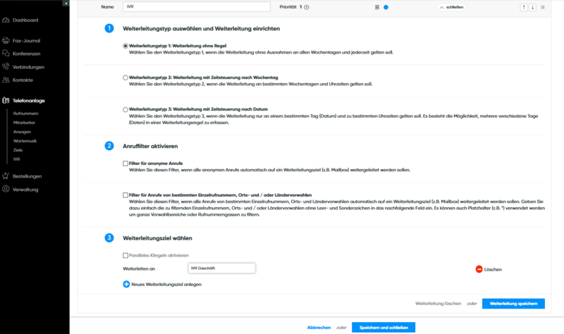 IVR in der Rufnummer hinterlegen