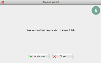 Erfolgsmeldung neuer Account Zoiper für Mac