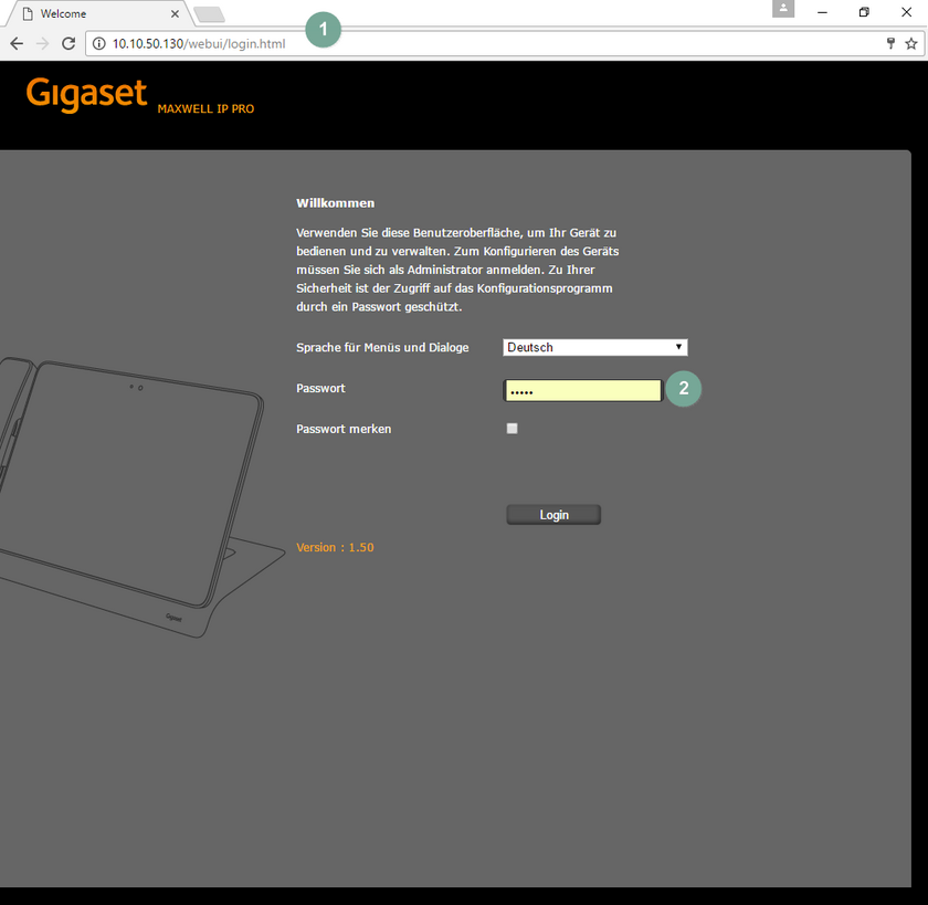 Administrator-Oberfläche aufrufen