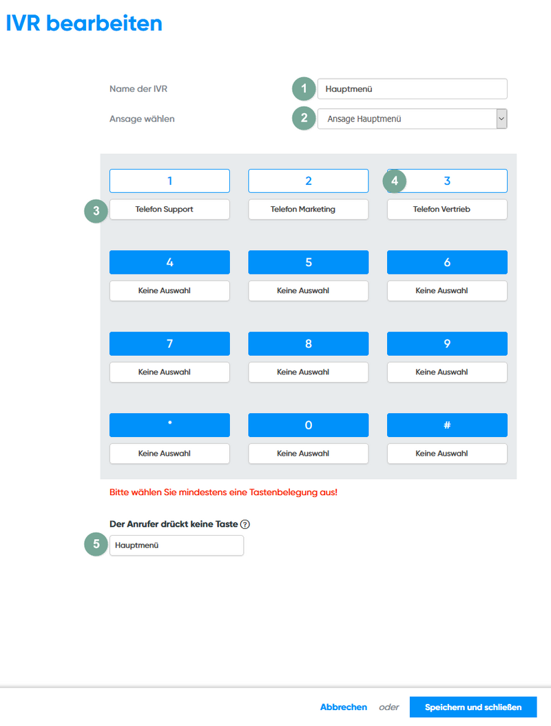 IVR bearbeiten
