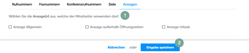 Mitarbeiter Berechtigung Ansagen