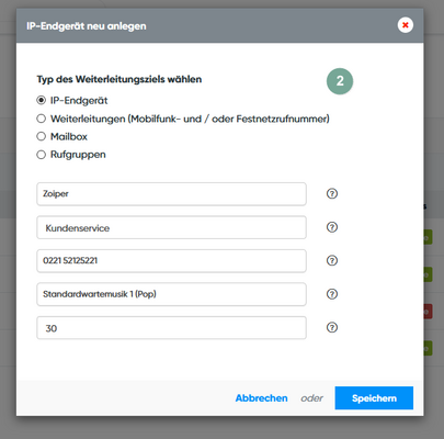 Zoiper als Ziel anlegen
