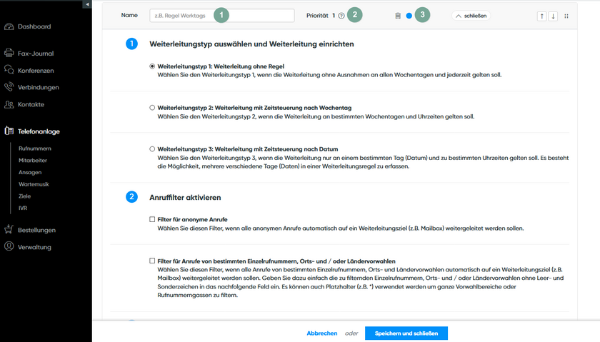Neue Weiterleitung anlegen