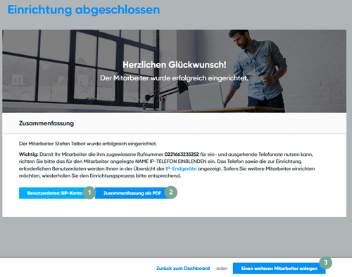 Einrichtung erfolgreich - Ziele konfigurieren