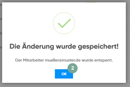 Mitarbeiter entsperren Bestätigung
