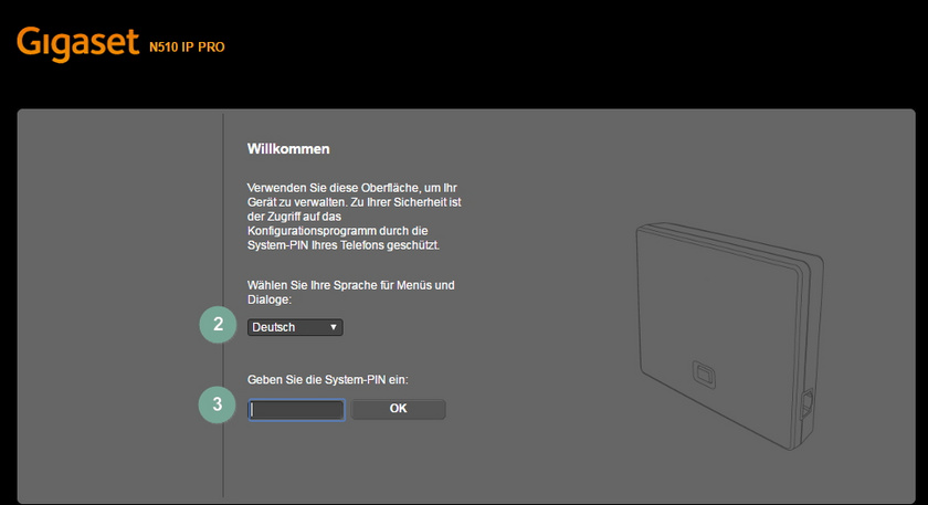 Login Administratoroberfläche