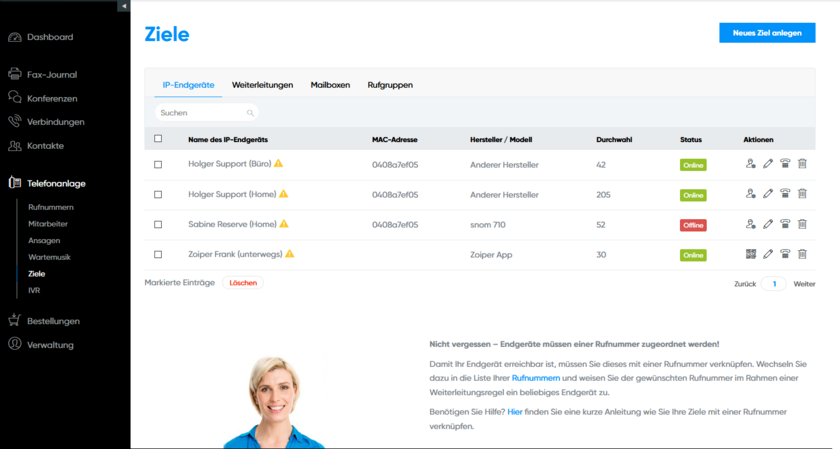 Telefonanlage Ziele Startseite