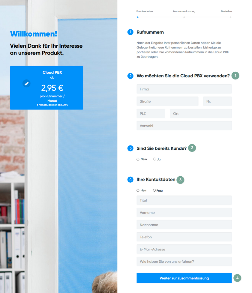 Kundendaten eintragen