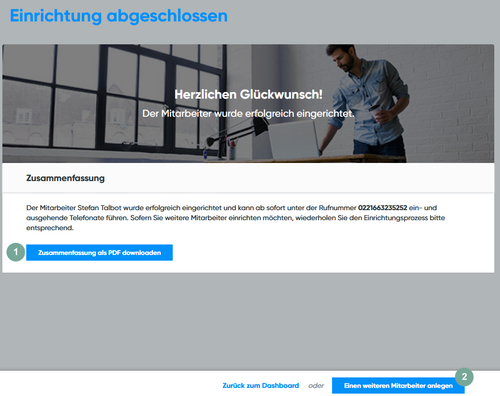 Einrichtung erfolgreich