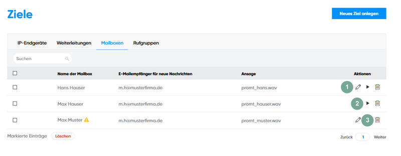 Übersicht Mailboxen