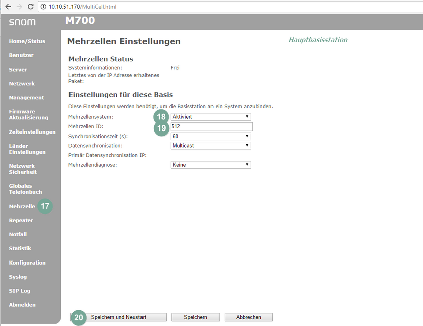 Hauptbasis Einstellungen