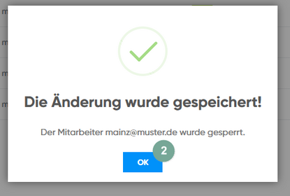 Bestätigung Mitarbeiter sperren