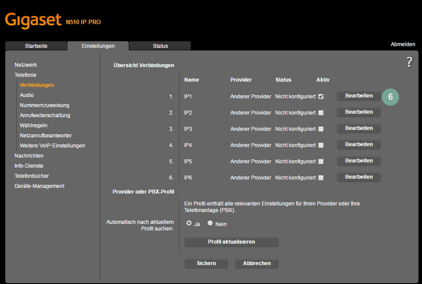 Mobilteil bearbeiten