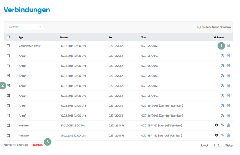 Verbindungen löschen