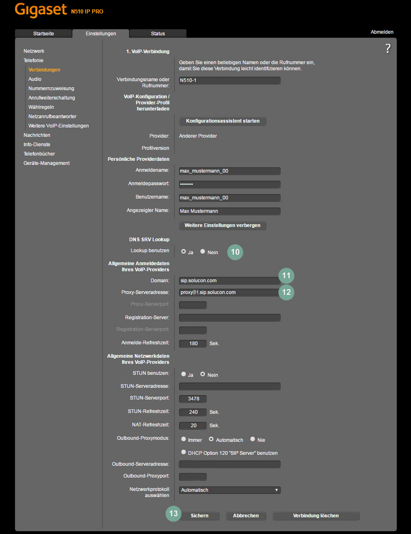 Gigaset N510 konfigurieren