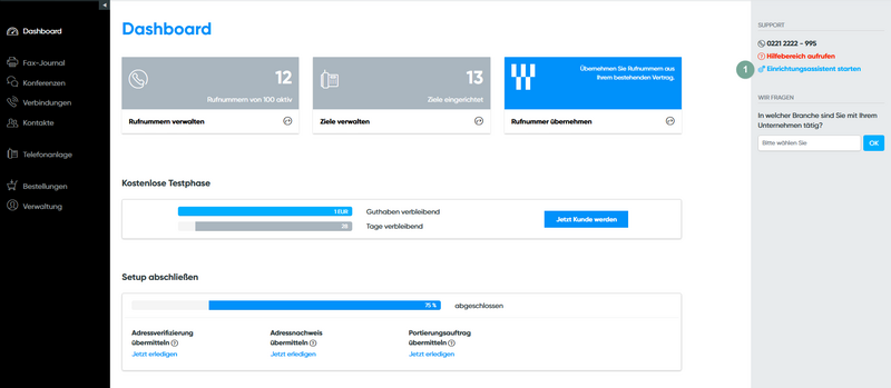 Einrichtungsassistent aufrufen