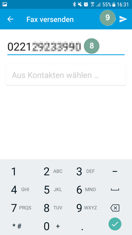 Fax versenden per App