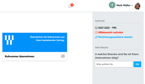 Kontoeinstellungen über Dashboard aufrufen