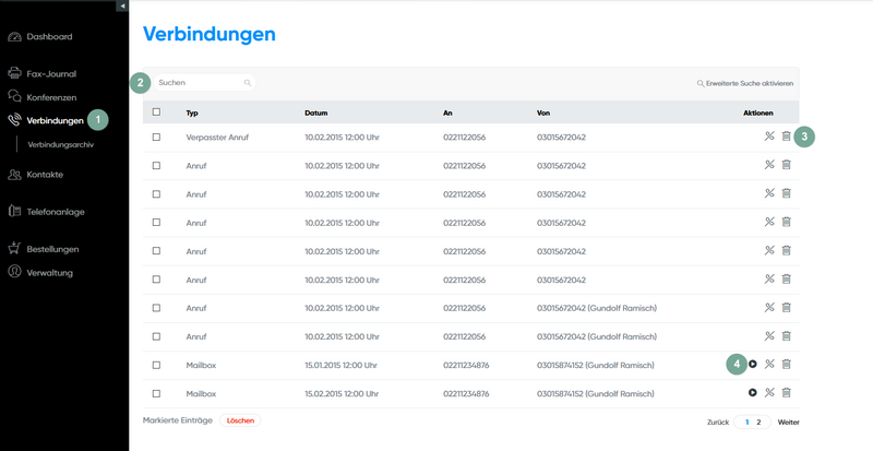Übersicht Verbindungen