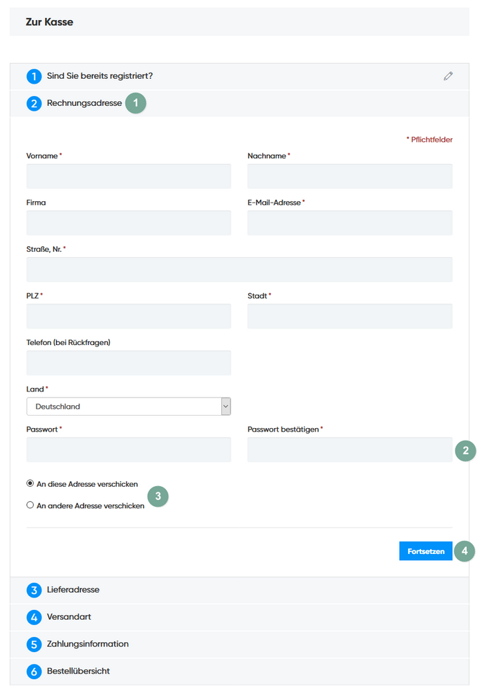 Rechnungsadresse eingeben