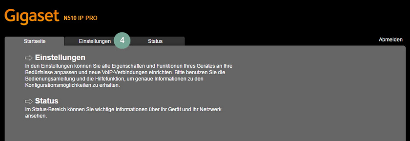 Einstellungen aufrufen