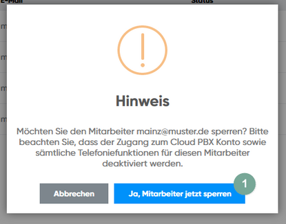 Mitarbeiter für Telefoniefunktionen sperren