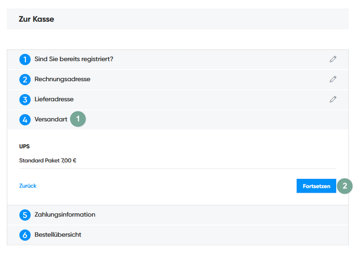 Versandart wählen
