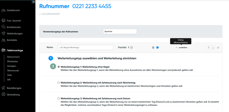 Weiterleitung anlegen