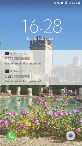 Benachrichtigung Fax Empfang