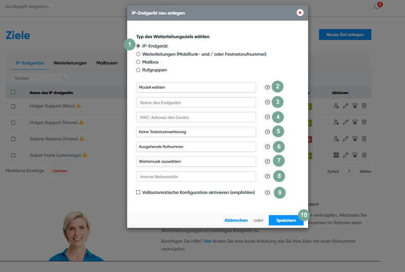 IP-Endgerät anlegen