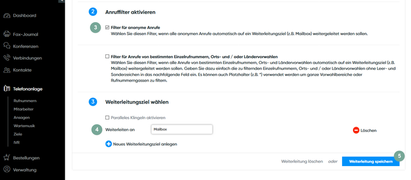 Anonyme Anrufe filtern