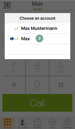 Account wechseln Zoiper