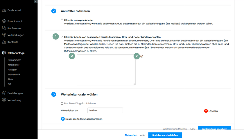 Individuelle Anruffilter